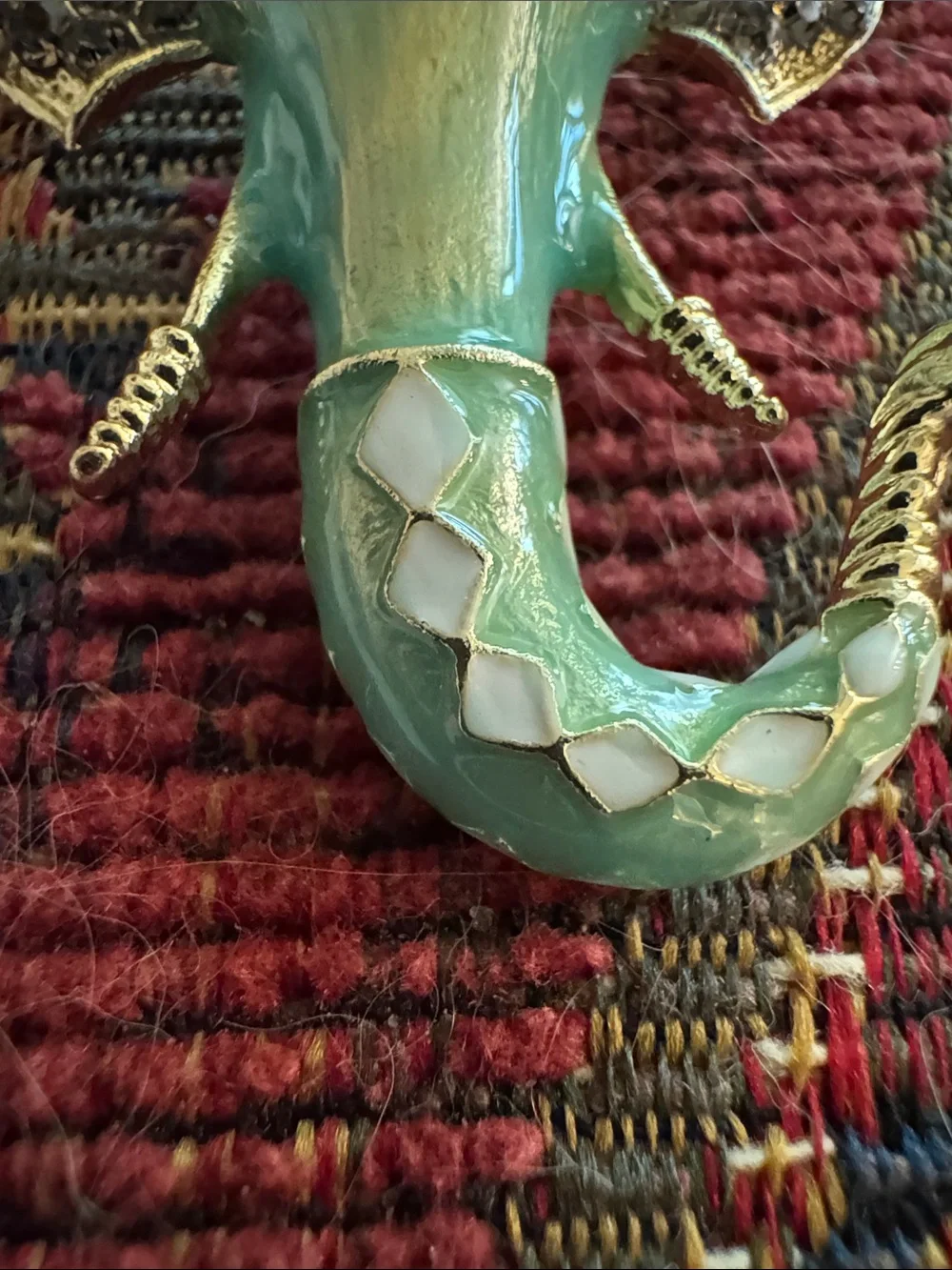 NWOT Gold-Tone Mint Green Elephant Brooch with Pink Accents